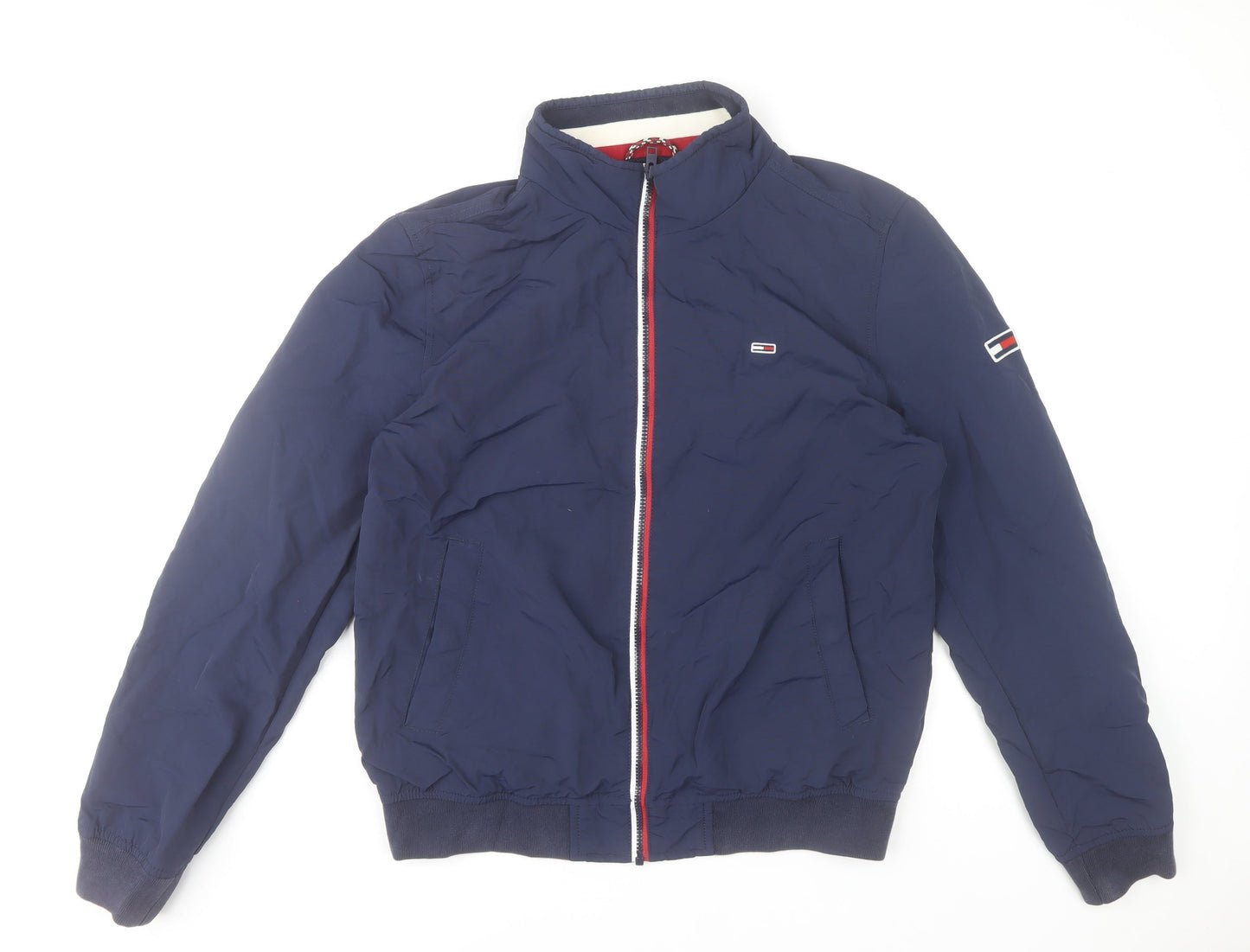 Tommy Jeans Men’s Blue Bomber Jacket Size L Regular Fit Zip Up