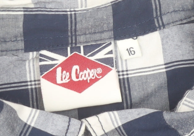 Lee Cooper Womens Blue Check Long Sleeve Button-Up Shirt Size 16