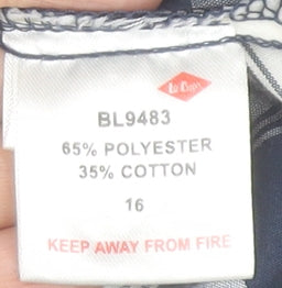 Lee Cooper Womens Blue Check Long Sleeve Button-Up Shirt Size 16