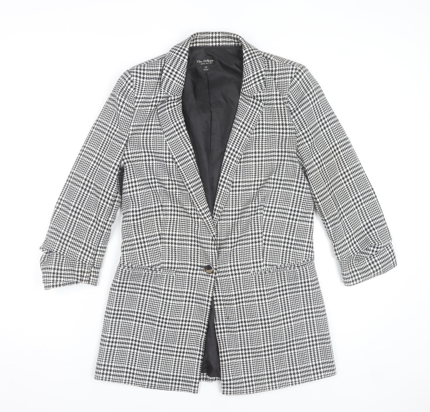 Miss Selfridge Women's Black Check Blazer Jacket Size 8