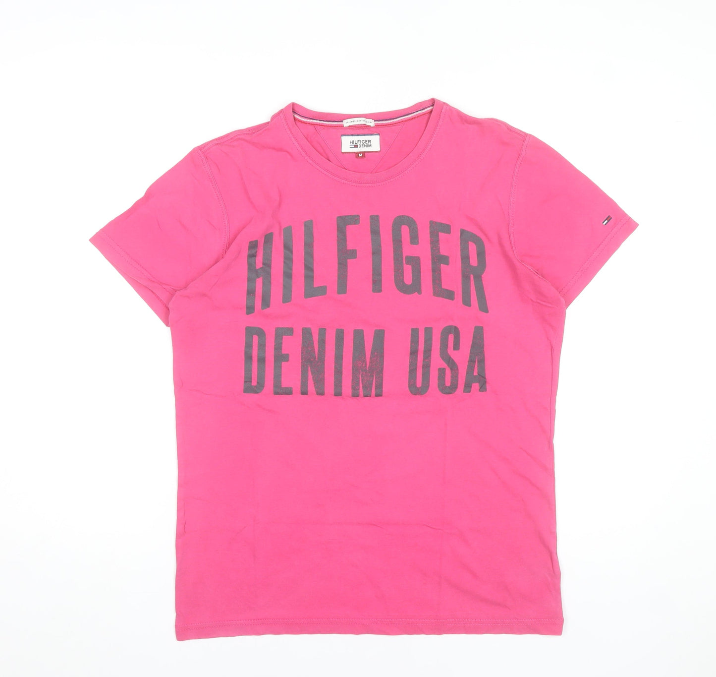 Tommy Hilfiger Denim Men's Pink Crew Neck Graphic Print T-Shirt M