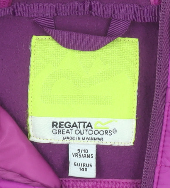 Regatta Girls Purple Hooded Softshell Puffer Jacket 9-10 Years