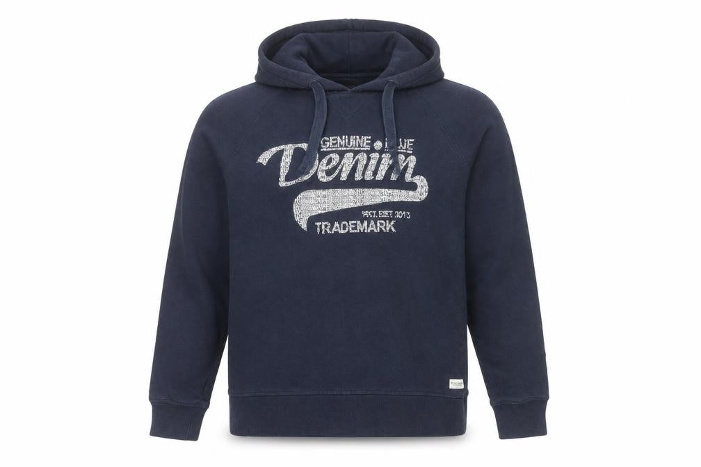Stock & Hank Men's Blue Pullover Hoodie L Cotton Graphic Sweatshirt