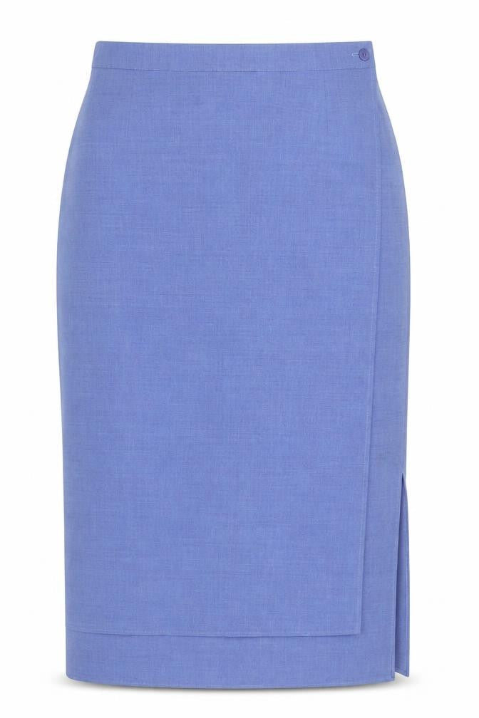 Fisser Women Blue Size 12 Pencil Midi Skirt Lined Twill Workwear