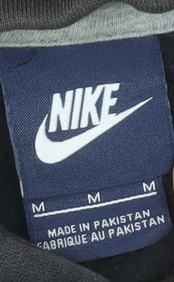 Nike Mens Black Pullover Hoodie Size M Logo Fleece Sweatshirt