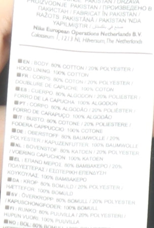 Nike Mens Black Pullover Hoodie Size M Logo Fleece Sweatshirt