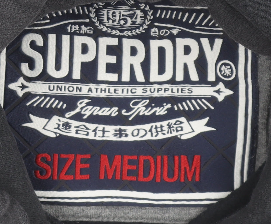 Superdry Men's Black Medium Pullover Hoodie with Red Logo