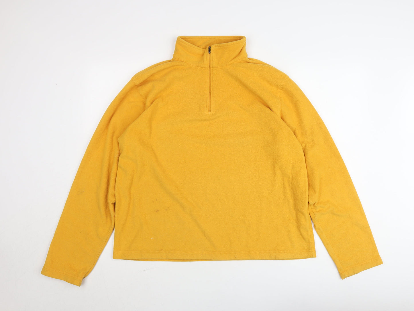 Lands' End Men's Yellow 1/4 Zip Fleece Pullover Sweatshirt L