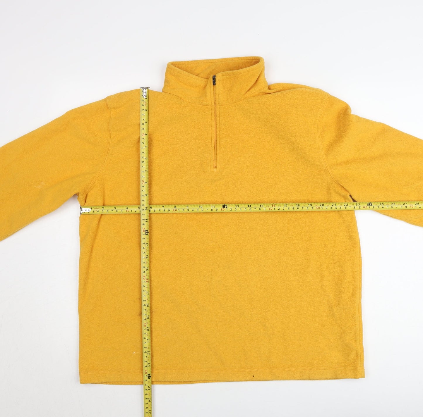 Lands' End Men's Yellow 1/4 Zip Fleece Pullover Sweatshirt L