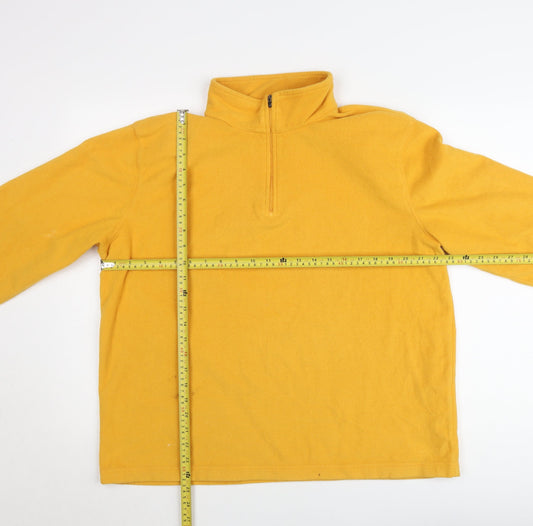 Lands' End Men's Yellow 1/4 Zip Fleece Pullover Sweatshirt L