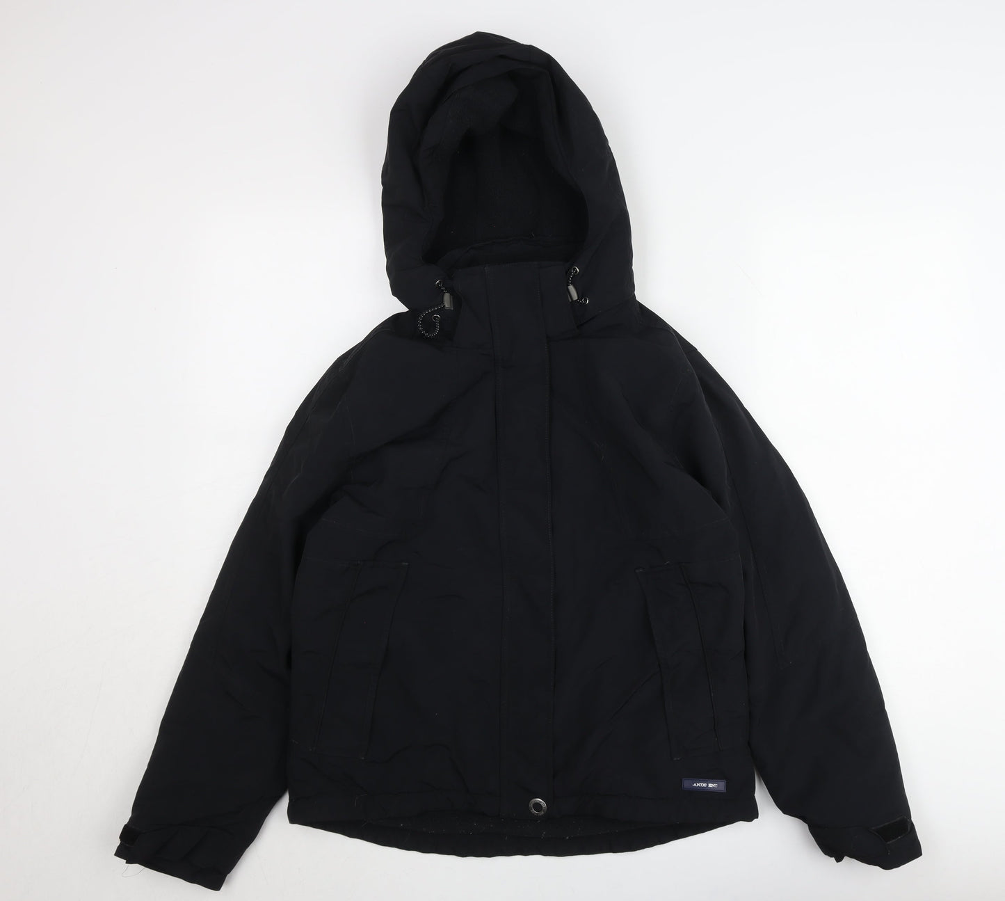 Lands' End Men's Black XS Hooded Parka Jacket Water Resistant