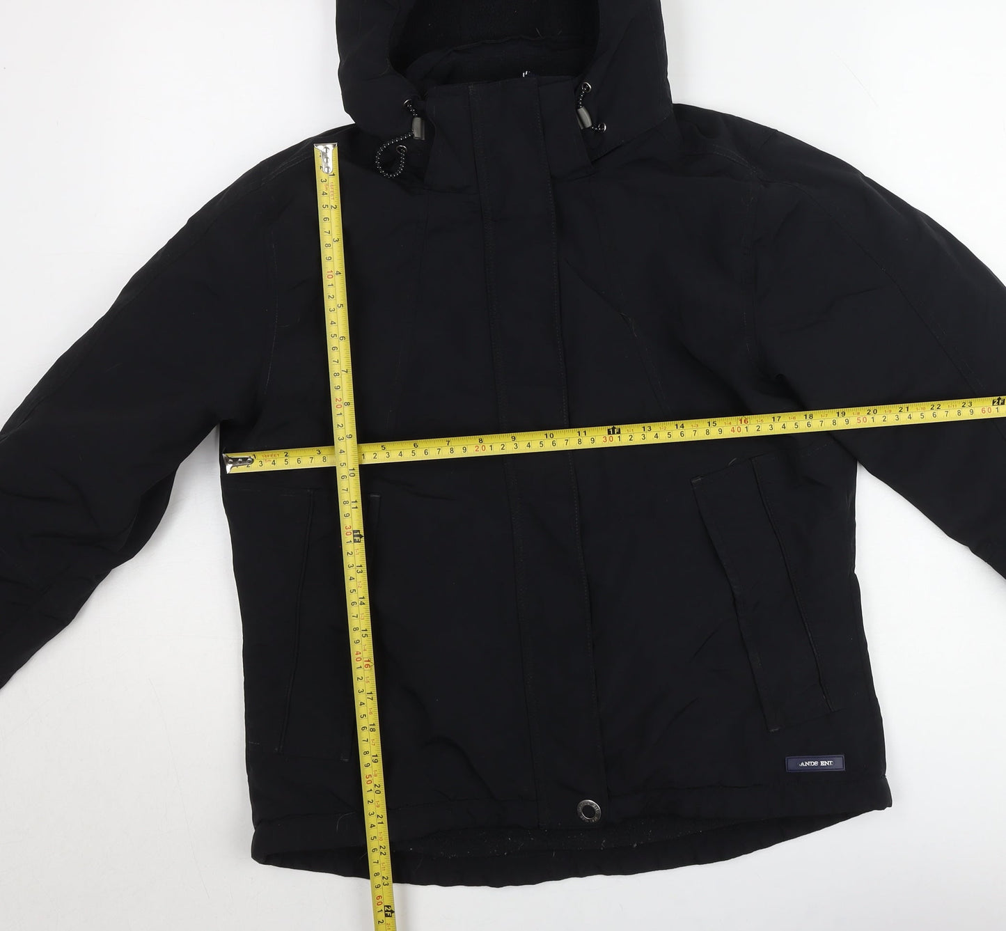 Lands' End Men's Black XS Hooded Parka Jacket Water Resistant