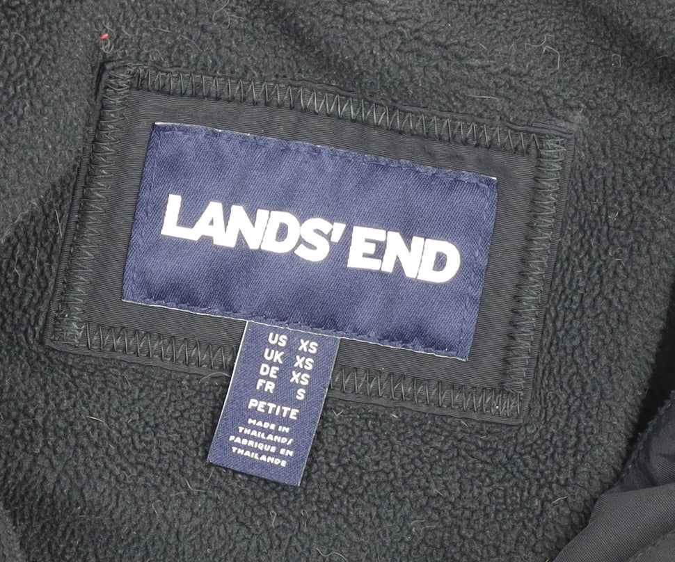 Lands' End Men's Black XS Hooded Parka Jacket Water Resistant