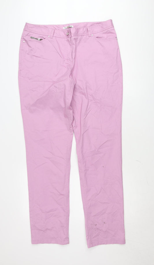 Punto Roma Women Pink Chino Trousers Size 18 Stretch Cotton