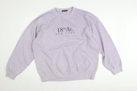 Nasty Gal Women’s Lilac Pullover Sweatshirt Size M Crew Neck Cotton Blend