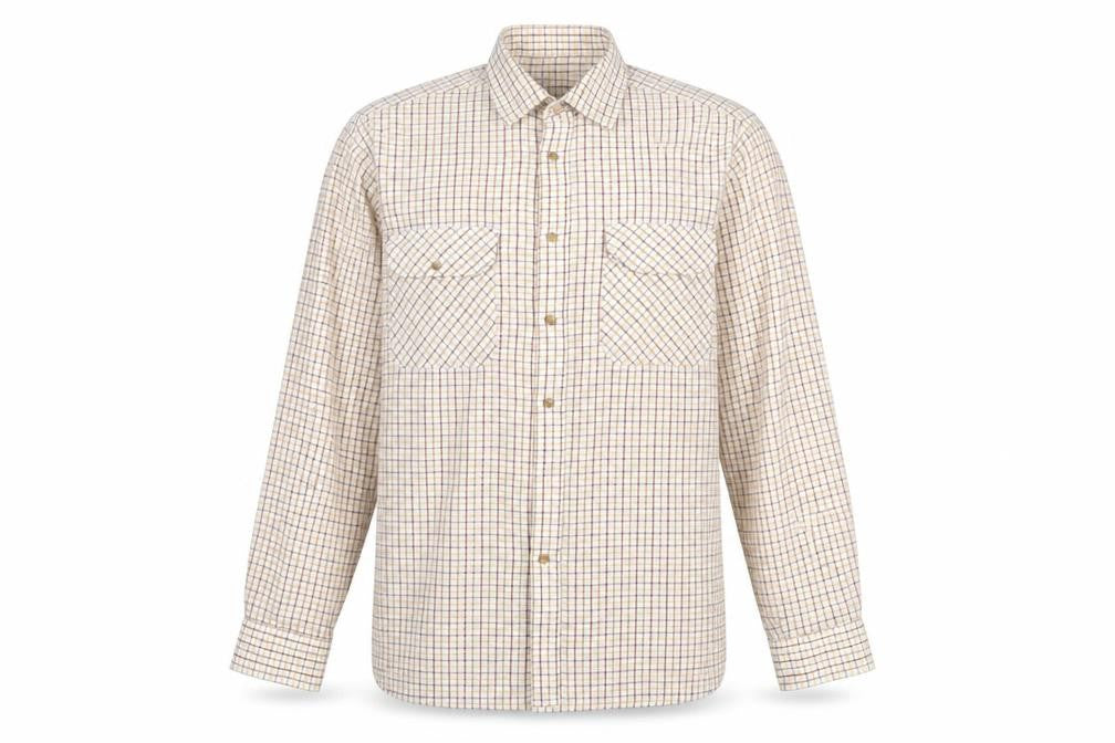 Tom Hagan Men's Beige Checked Long Sleeve Cotton Button-Up Shirt L
