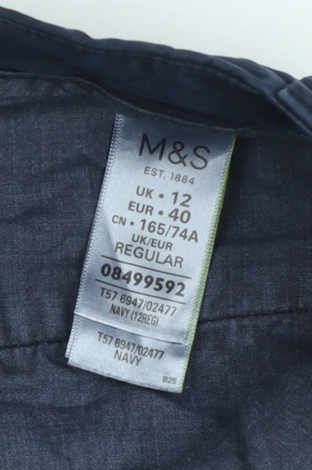 Marks and Spencer Men's Navy Blue Regular Fit Chino Trousers Size 12