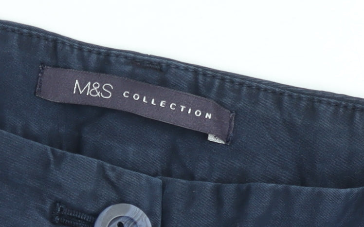 Marks and Spencer Men's Navy Blue Regular Fit Chino Trousers Size 12