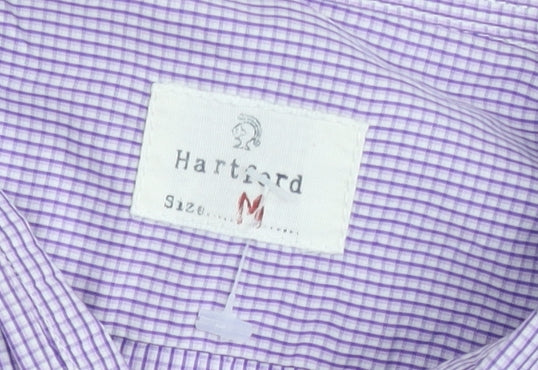 Hartford Men's Purple Check Long Sleeve Button-Up Shirt Medium