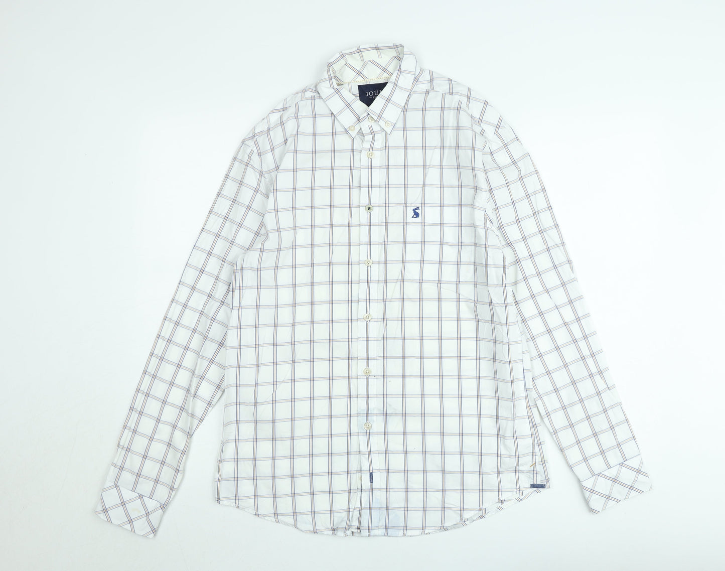Joules Men's White Check Long Sleeve Button-Down Casual Shirt M