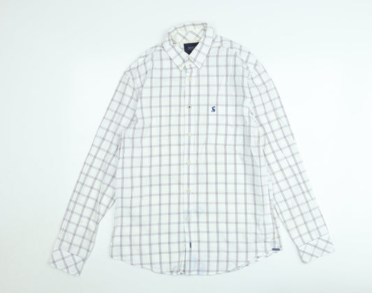 Joules Men's White Check Long Sleeve Button-Down Casual Shirt M