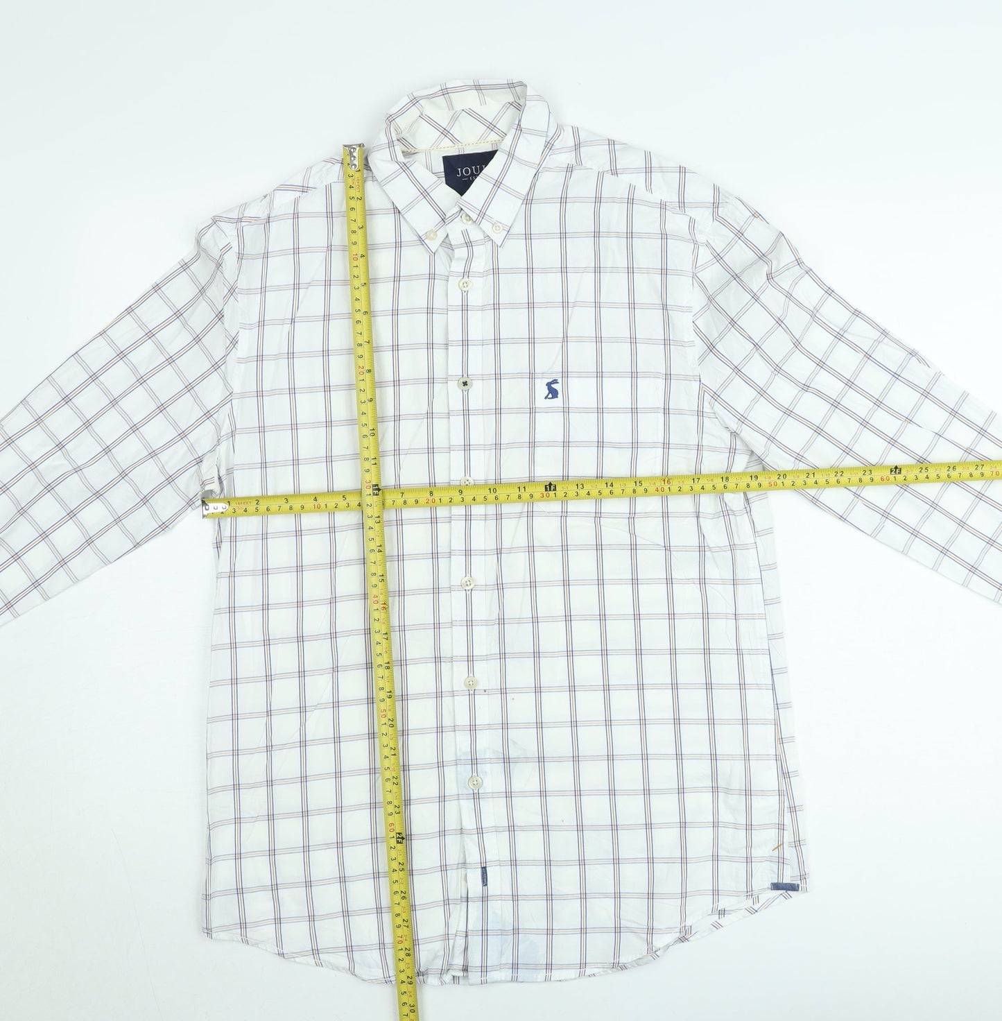 Joules Men's White Check Long Sleeve Button-Down Casual Shirt M