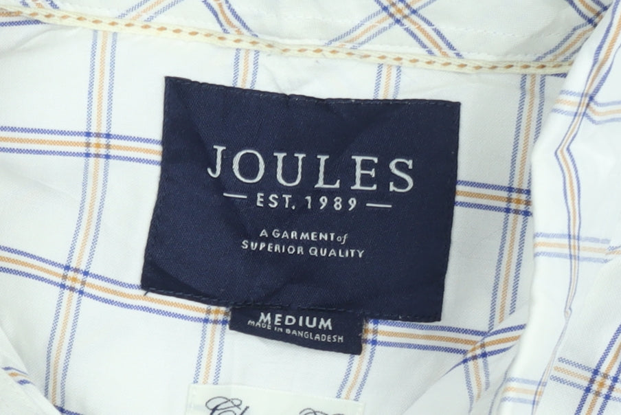 Joules Men's White Check Long Sleeve Button-Down Casual Shirt M