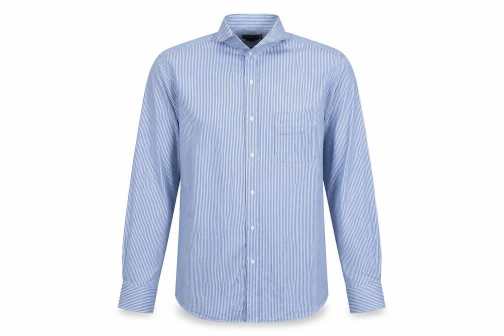 Debenhams Men's Blue Striped Slim Fit Long Sleeve Button-Up Shirt 15.5in