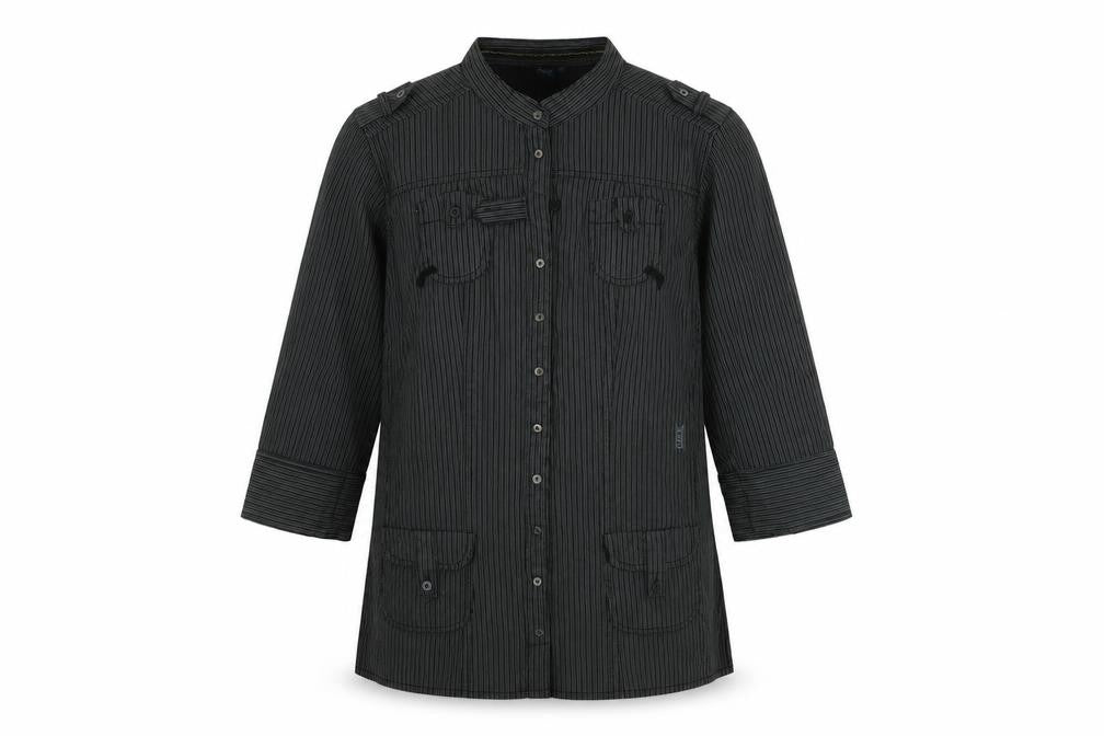 Cecil Women’s Black Striped Button-Up Tunic Shirt M