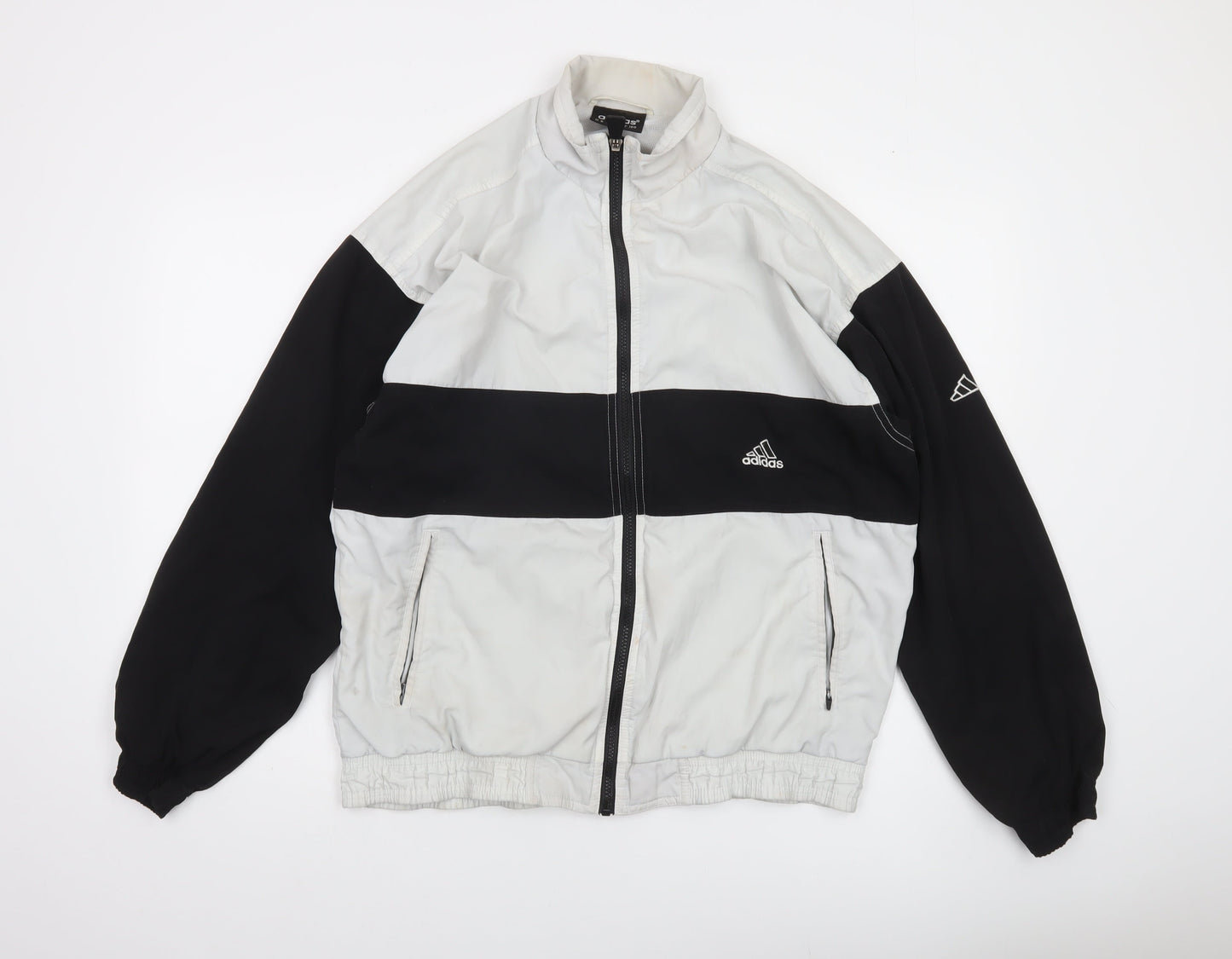 Adidas Men's Black & White Windbreaker Jacket Size M