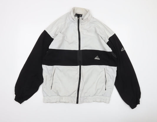 Adidas Men's Black & White Windbreaker Jacket Size M