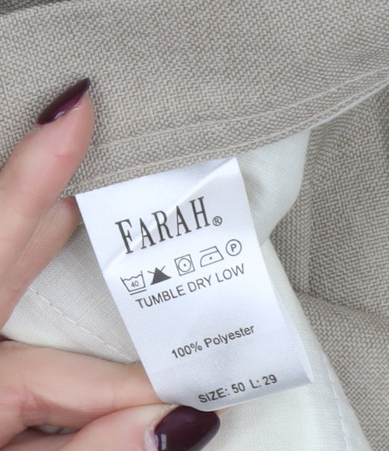 Farah Men's Beige Dress Pants Trousers 50W 29L Regular Fit