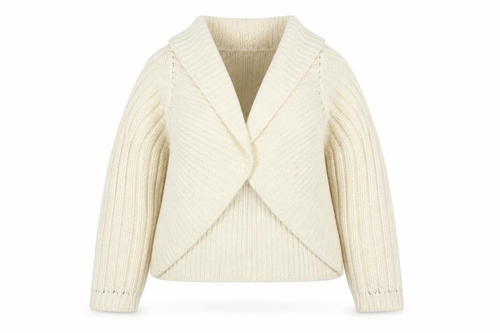 Front view of Evie Women Ivory Chunky Knit Open Cardigan UK 18-20