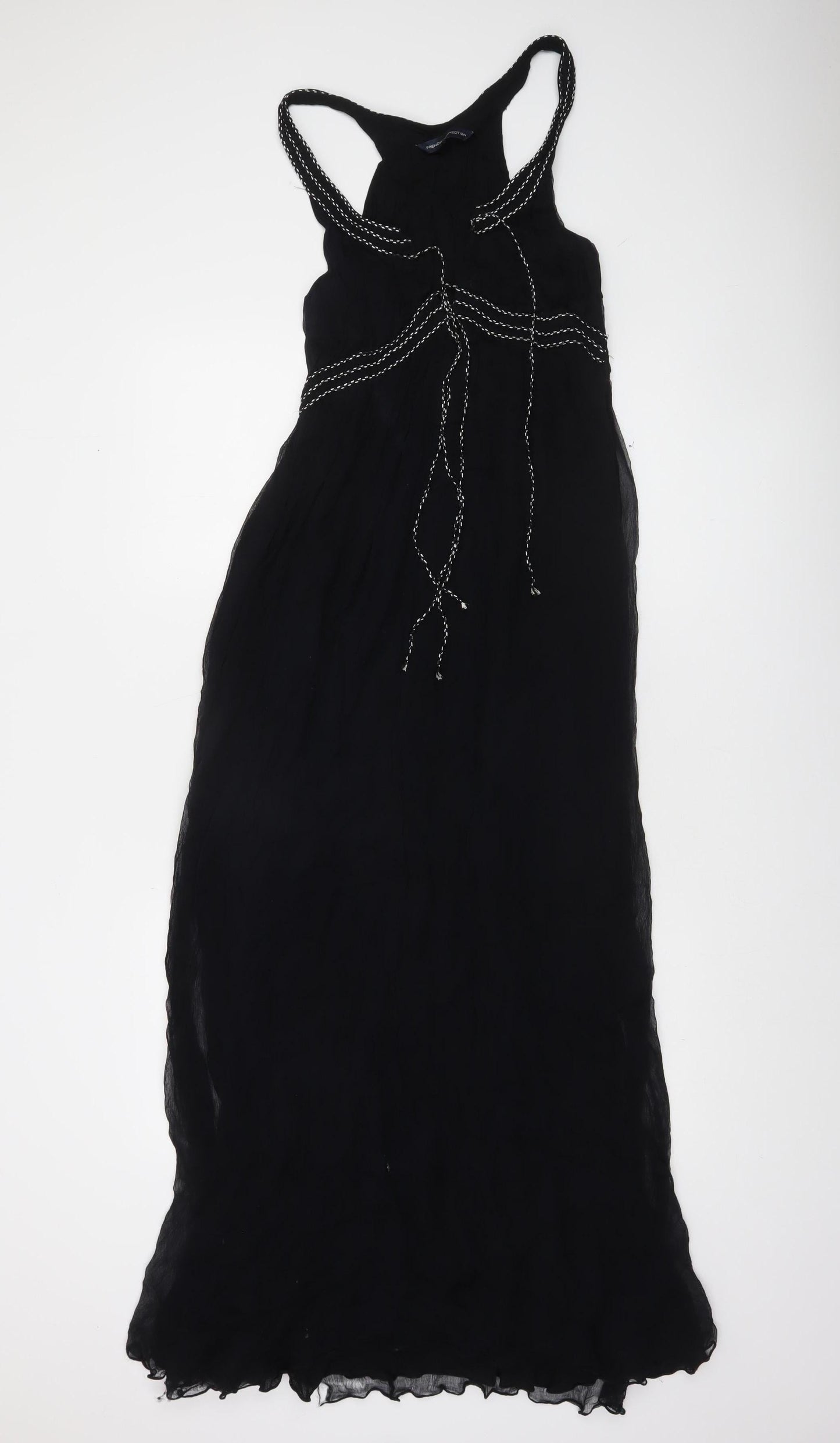 French Connection Women’s Black Halter Beaded Maxi Dress Size 10