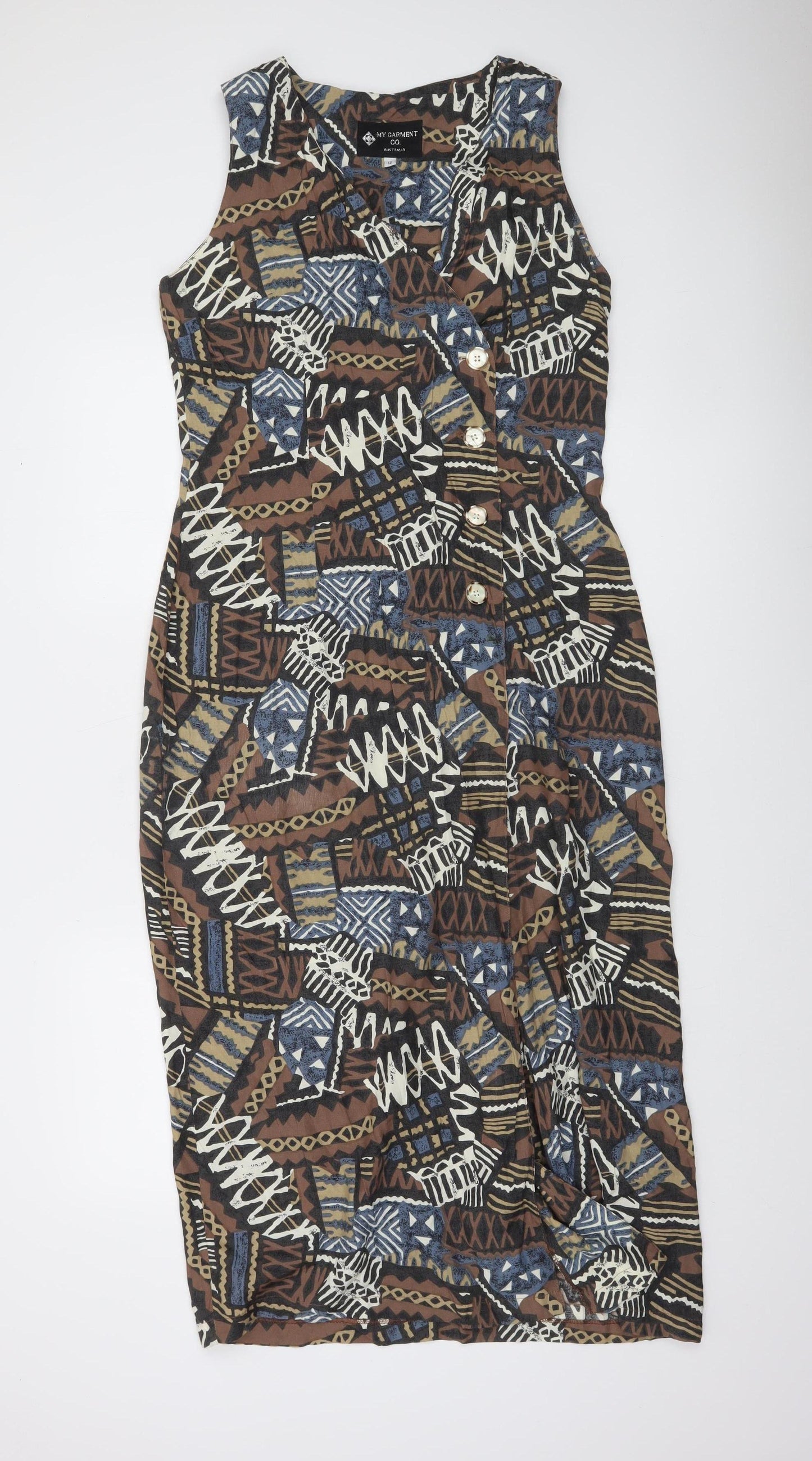 My Garment Co. Women’s Brown Tribal Geometric Shift Dress Size 12