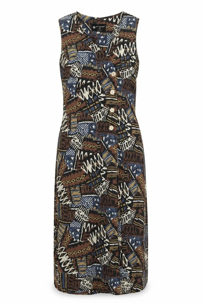 My Garment Co. Women’s Brown Tribal Geometric Shift Dress Size 12