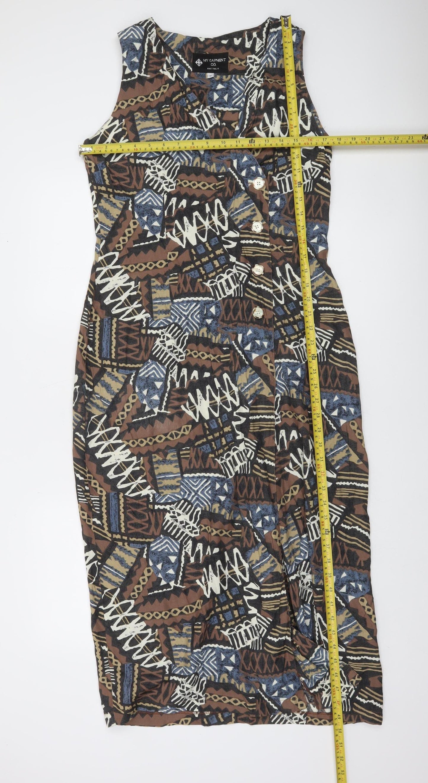 My Garment Co. Women’s Brown Tribal Geometric Shift Dress Size 12