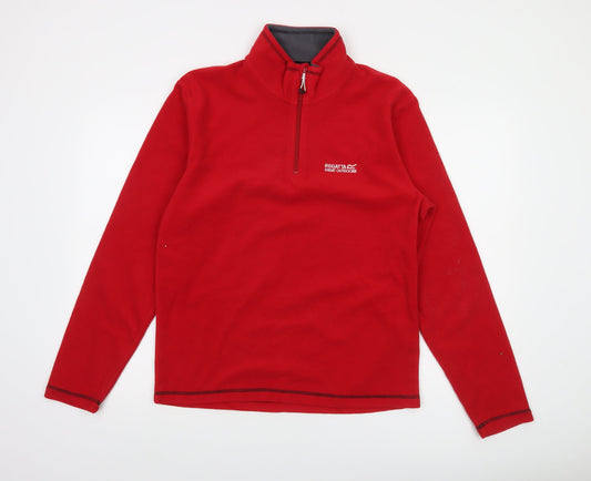 Regatta Mens Red Fleece Sweatshirt 1/4 Zip Pullover UK M Outdoor Hiking