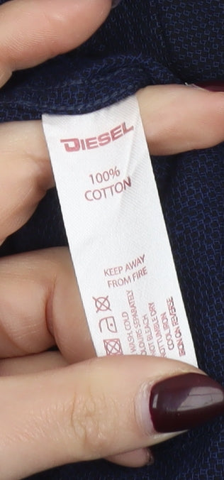 Diesel Boys Navy Blue Long Sleeve Cotton Button-Up Shirt Age 13