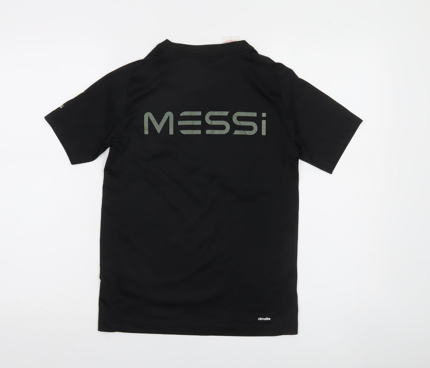Adidas Boys Black & Green Messi Football T-Shirt Size 11-12 Years Climalite