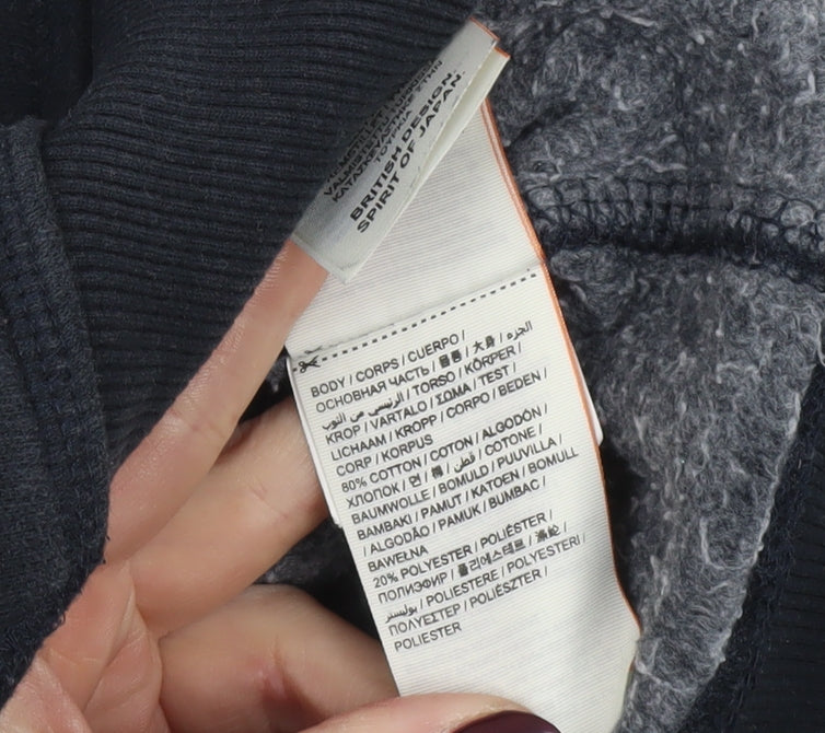 Superdry Womens Black Medium Pullover Hoodie Fleece Lined Casual