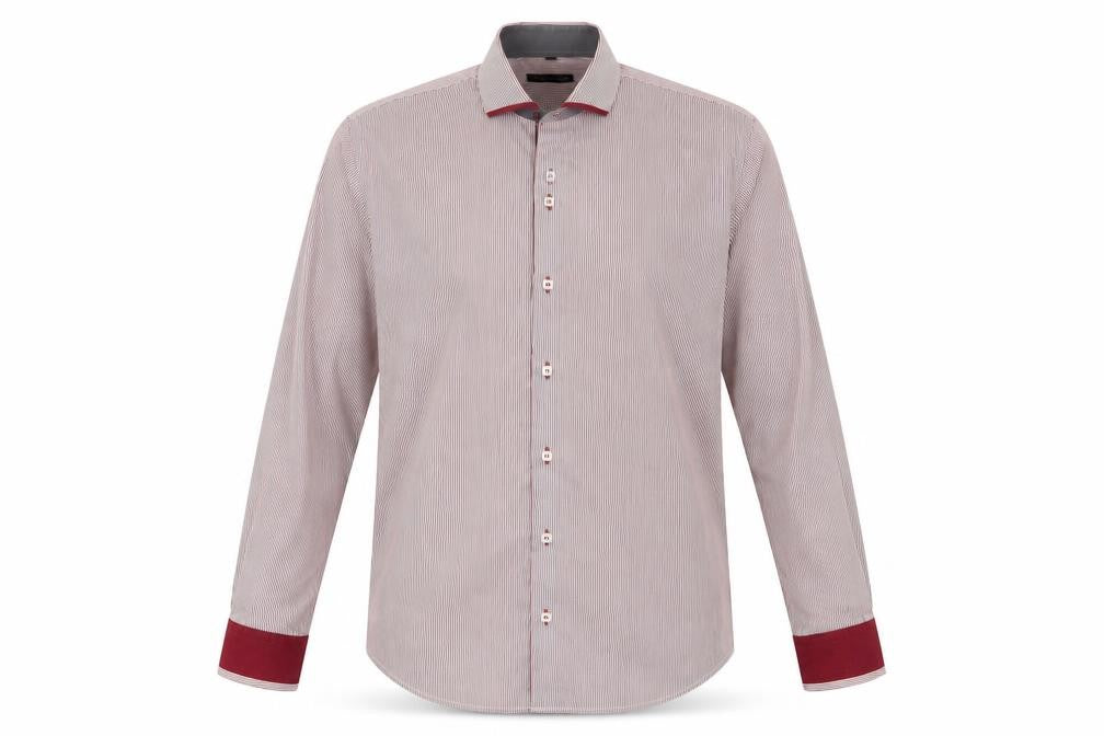 Advise Men's Red Striped Long Sleeve Button-Up Shirt L