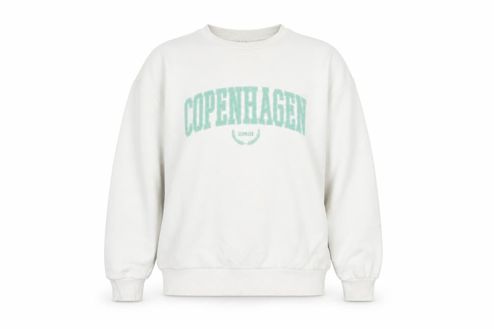 NA-KD Women's White Copenhagen Logo Pullover Sweatshirt XS