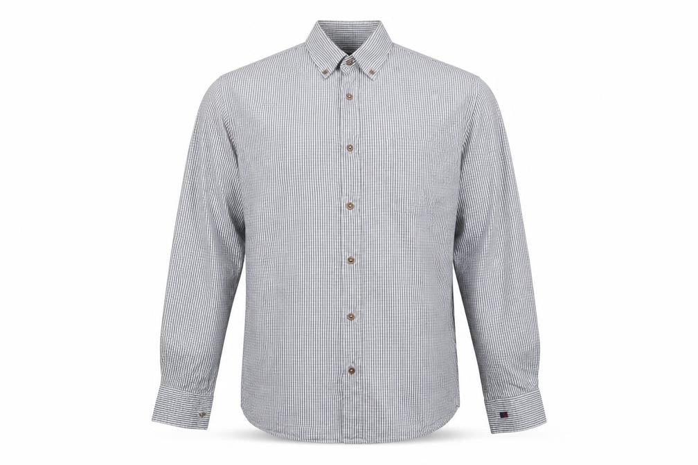 Tricot Marine Men's Grey Check Button-Down Cotton Shirt XL