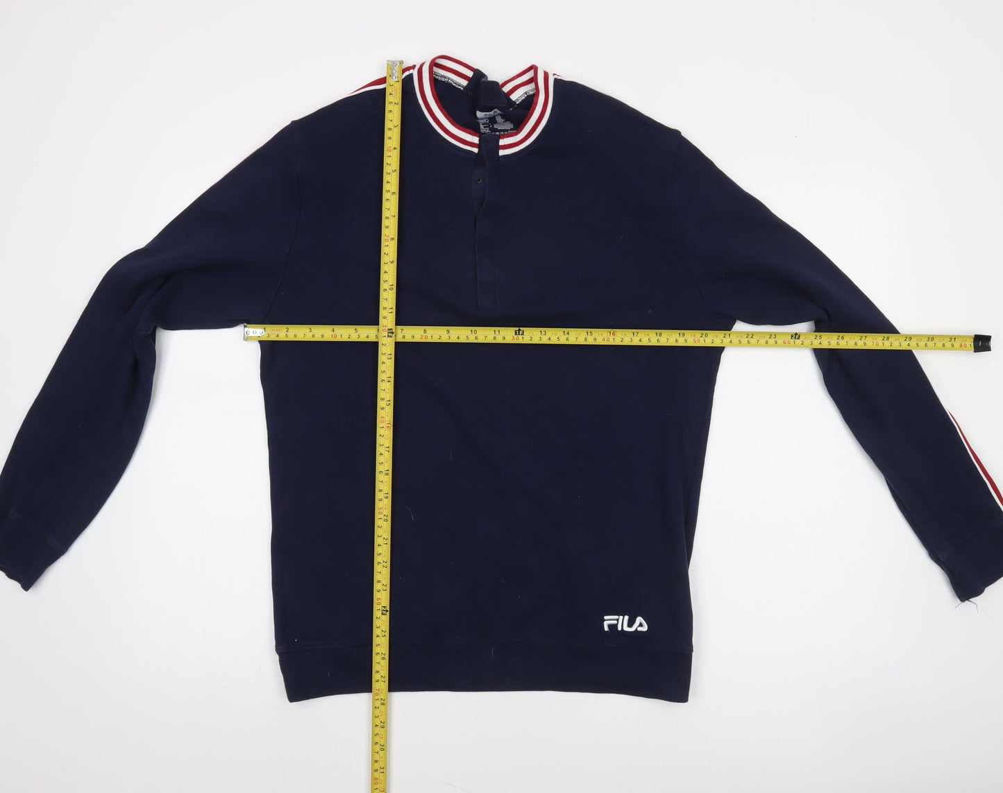 FILA Mens Blue Long Sleeve Henley Sweatshirt Size L Sports Style