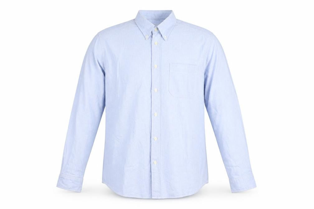 BHS Mens Blue Long Sleeve Cotton Button-Down Dress Shirt Size L