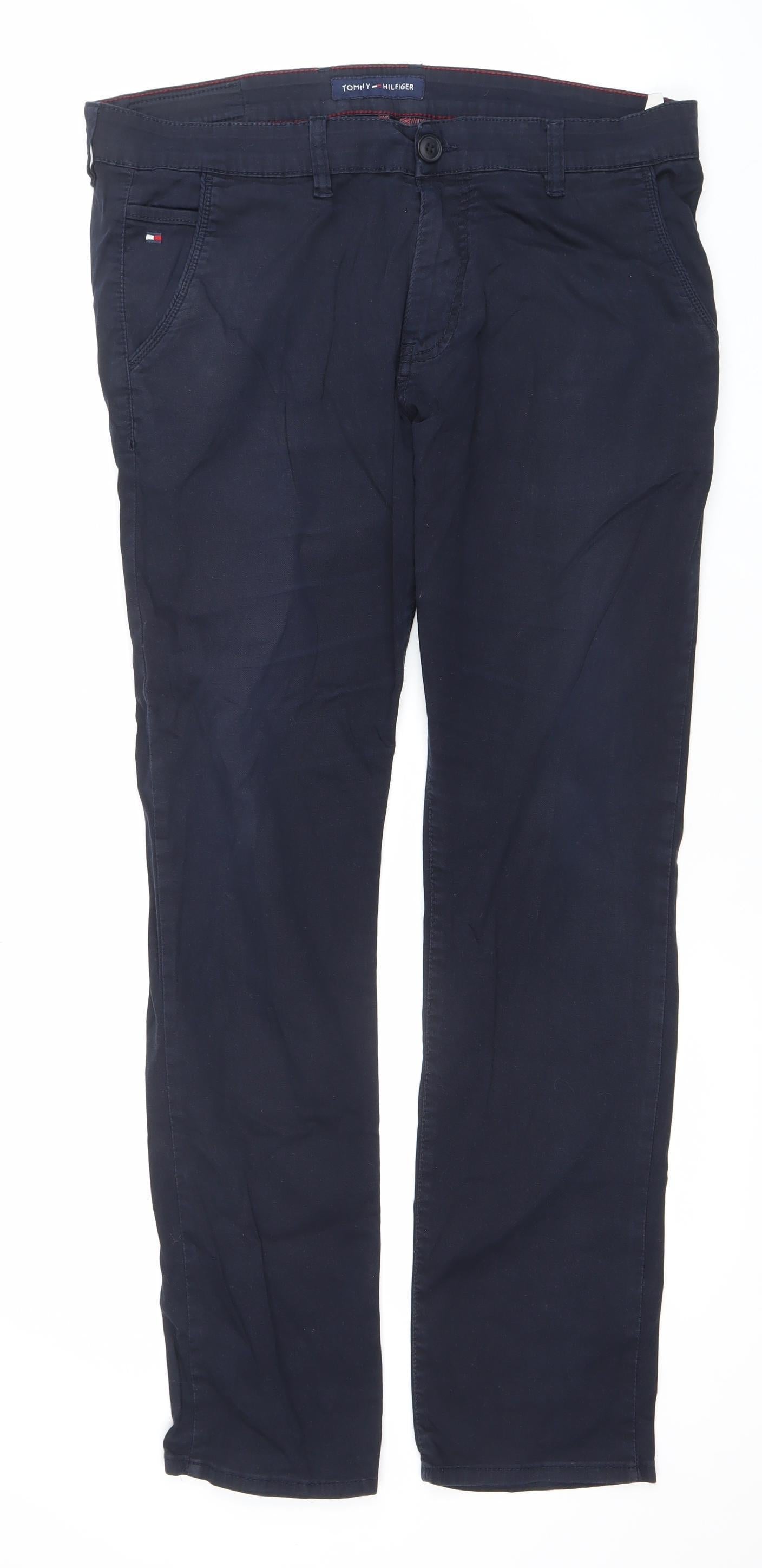 Tommy Hilfiger Men's Blue Chino Trousers 36W 34L Cotton Straight Fit