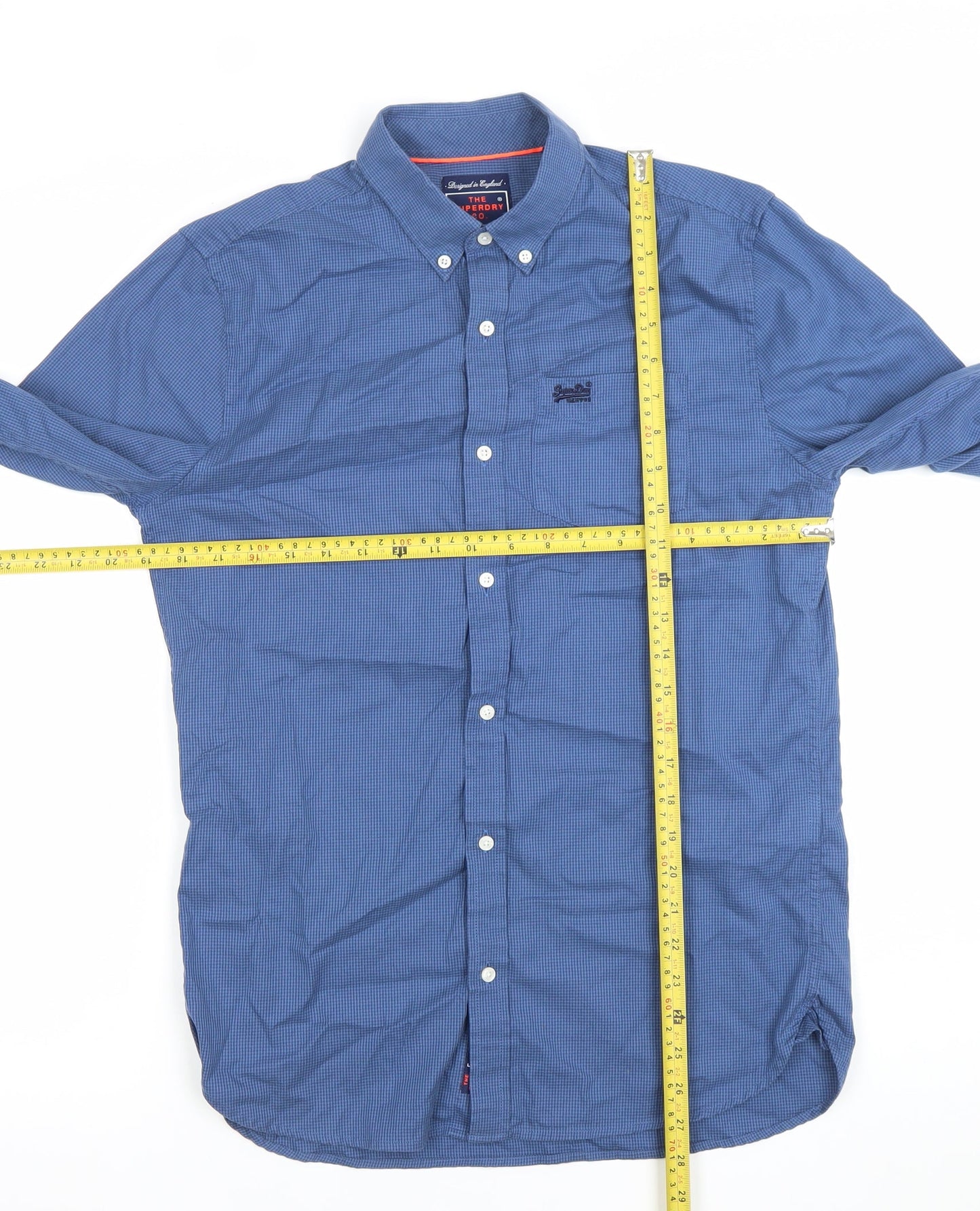 Superdry Men’s Blue Small Slim Fit Long Sleeve Button Down Shirt