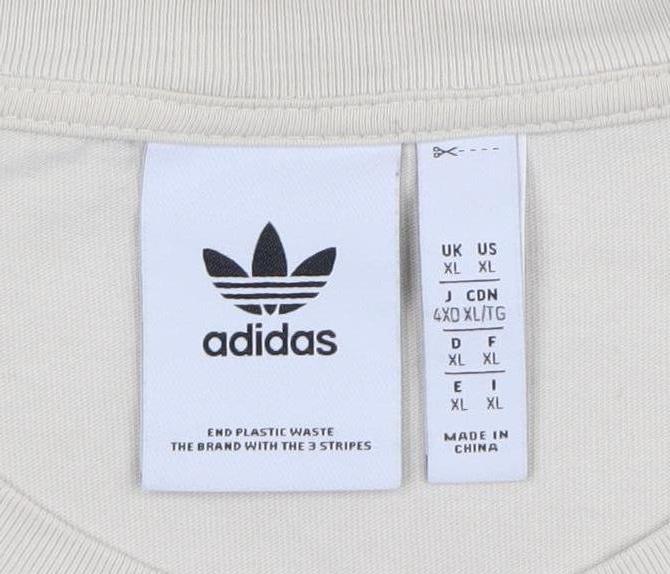 adidas Men's Beige Adventure Graphic Cotton T-Shirt XL