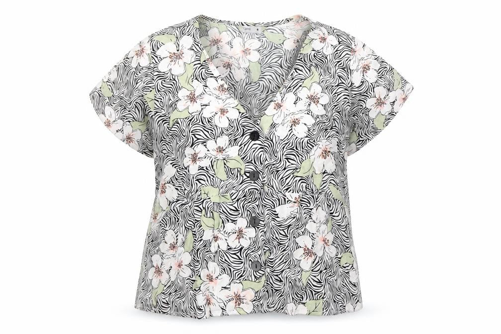 ESPRIT Women’s Multicoloured Floral Viscose Short Sleeve Blouse Size 8